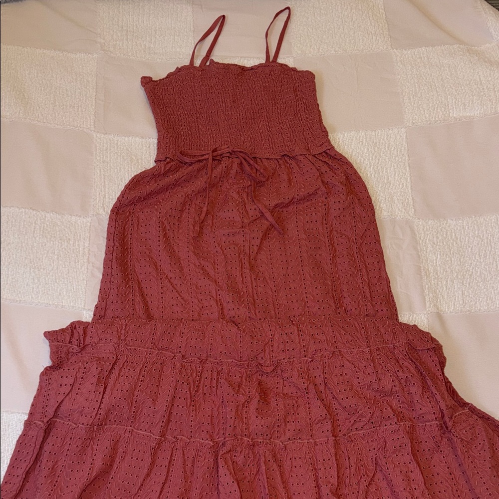 Jessica Simpson Rust Red Eyelet Maxi Dress